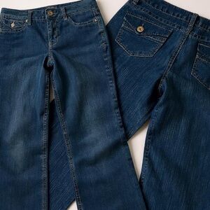 👛 (ANY 2/$25) FRENCH CUFF Blue Denim Jeans Size 8 Inseam 31” Waist 32”